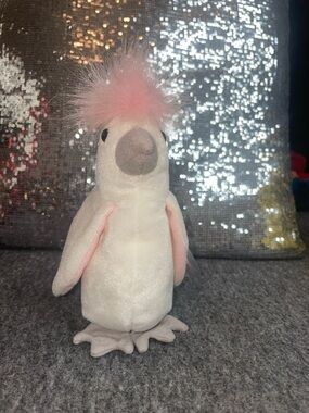 Kuku: Ty Plush Cockatoo Toy - Soft White and Pink Small Pet Plush